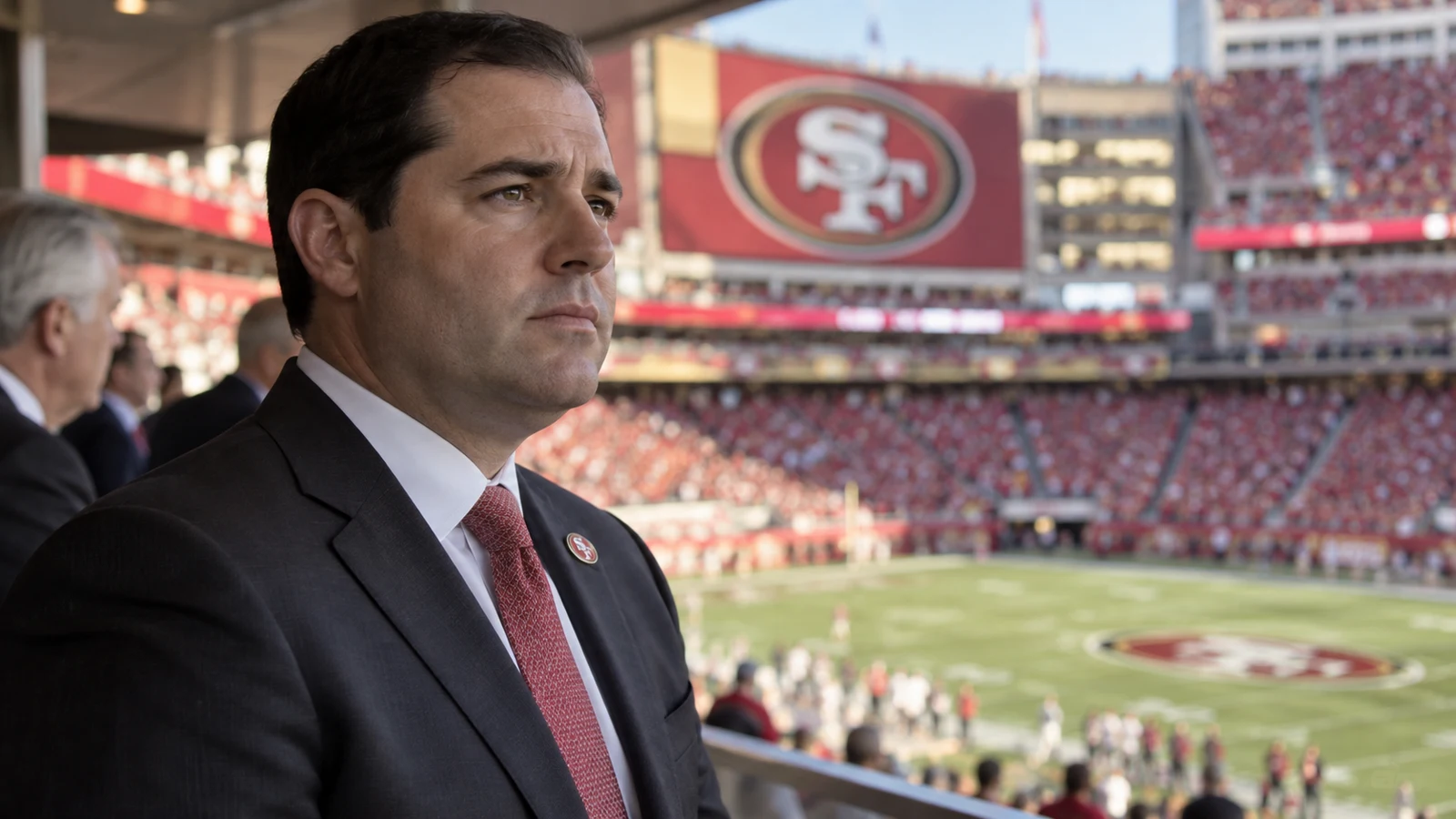 San Francisco 49ers executive in a stadium during league discipline coverage