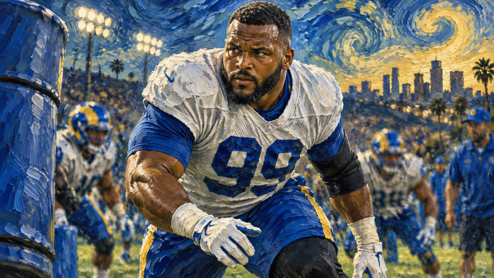 Aaron Donald preparing with the Los Angeles Rams as his Week 2 return decision against the Giants approaches.