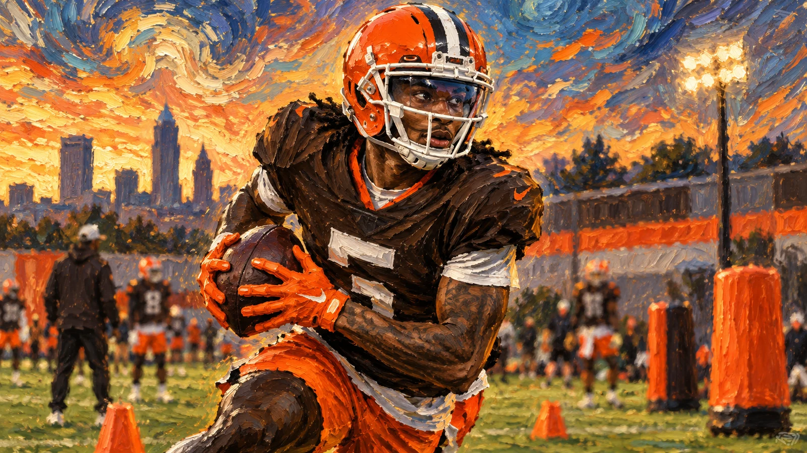 Tampa Bay Buccaneers editorial illustration of Jalen McMillan returning to full practice ahead of Week 2.