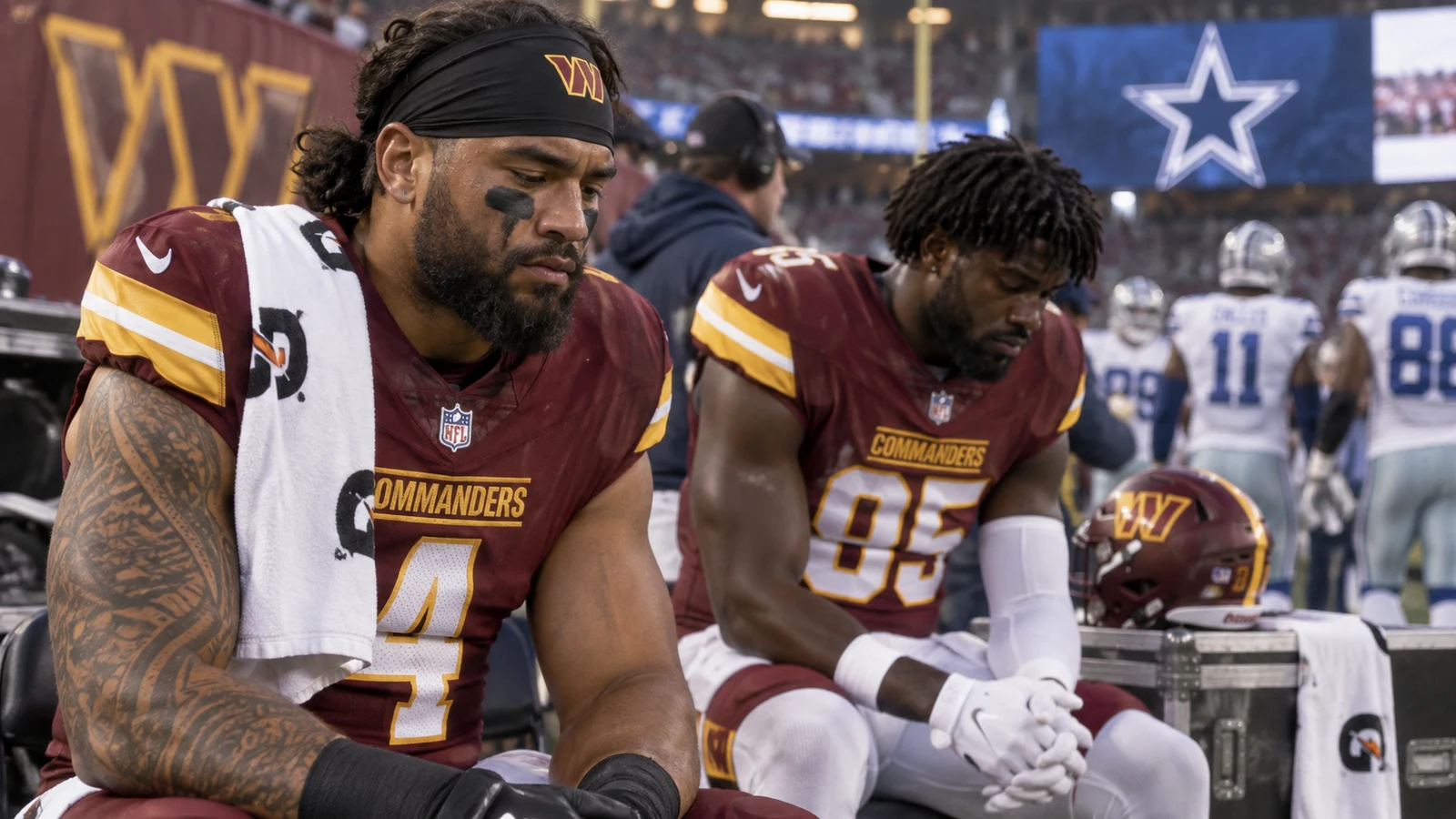 Washington Commanders players Frankie Luvu and Chig Okonkwo sidelined before the Week 2 matchup with the Cowboys.
