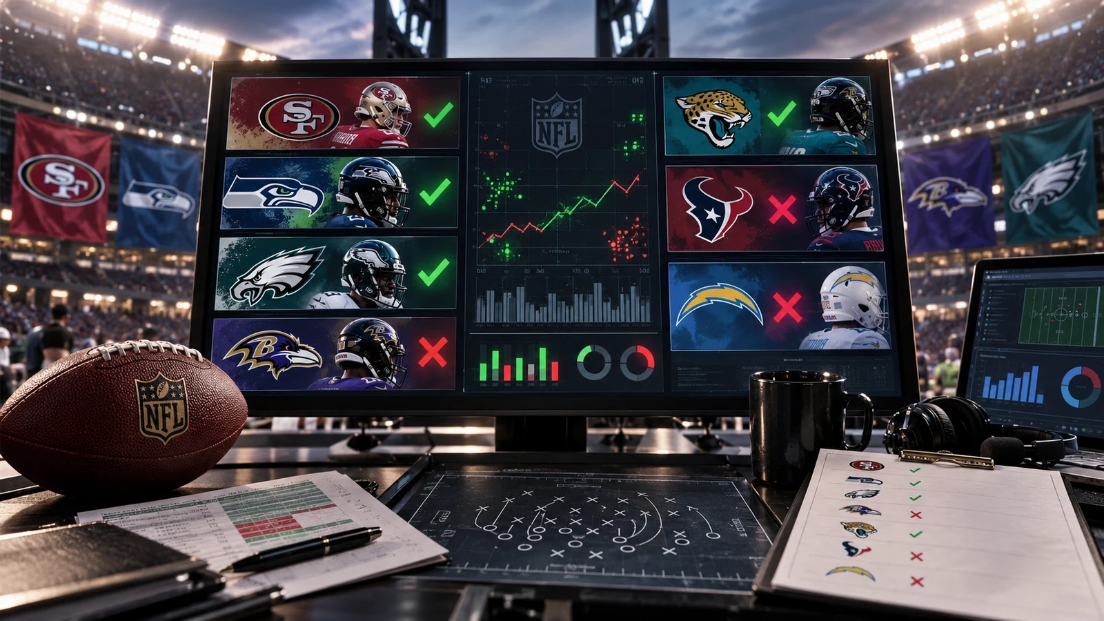 FSN Week 2 NFL game simulator report card with prediction analytics and hits and misses