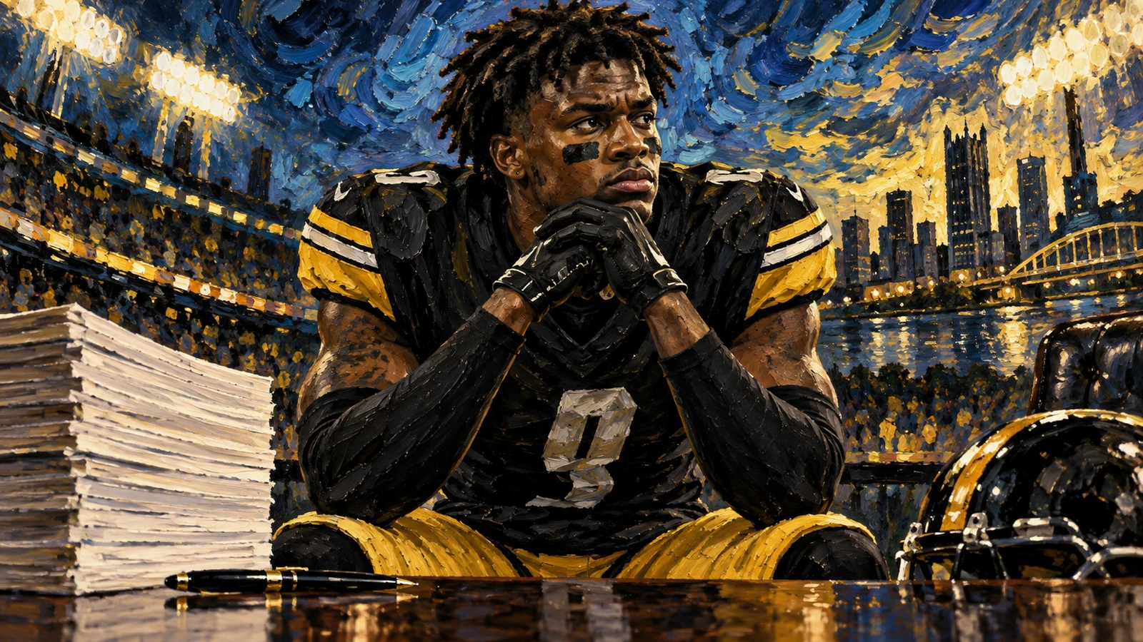 Pittsburgh Steelers cornerback Joey Porter Jr. amid contract negotiations reportedly involving an offer near $27 million per year.