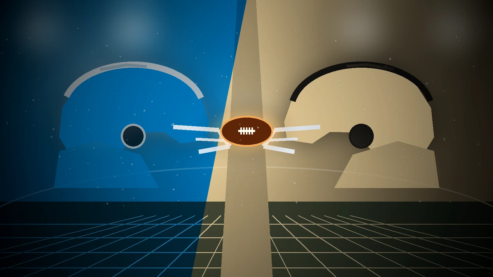 Detroit Lions and New Orleans Saints team-color helmets facing off for their overtime Week 1 matchup in 2026.