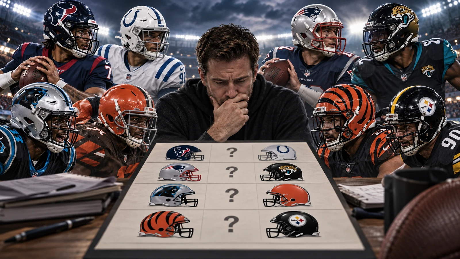 FSN Week 3 confidence pool trap games featuring Texans-Colts, Patriots-Jaguars, Panthers-Browns and Bengals-Steelers matchups